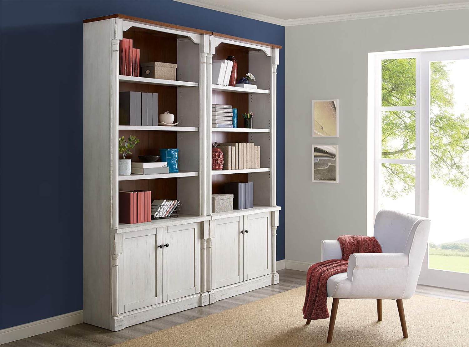 Martin Furniture 2 Lower door bookcase, White