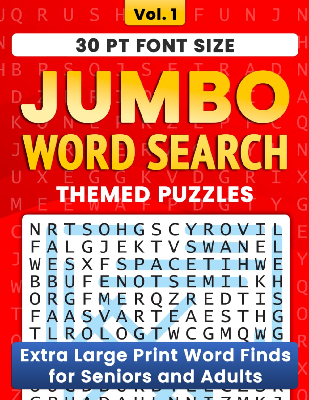 Jumbo Word Search Puzzle Book: Extra Large Print Word Finds for Seniors and Adults with 30 pt Big Font