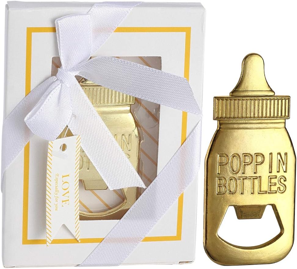 YFS 6 Pcs White Bottle Opener Baby Shower Return Gifts for Guest, Rose Gold Feeding Bottle Opener Wedding Favors,Super cute Party Favors Gift