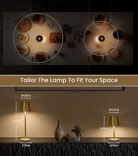 Miniatura 7 de Paquete de 3 lámparas de mesa inalámbricas, lámpara portátil a pilas con 3 temperaturas de color y atenuación continua, lámpara de mesa recargable