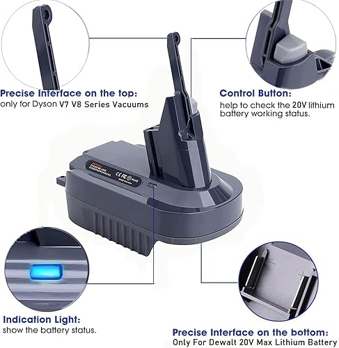 Miniatura 5 de V7 V8 Adaptador de batería compatible con batería Dewalt de 20 V convertida a repuesto para Dyson V7 V8 Batería SV10 SV11 Series Animal Absolute