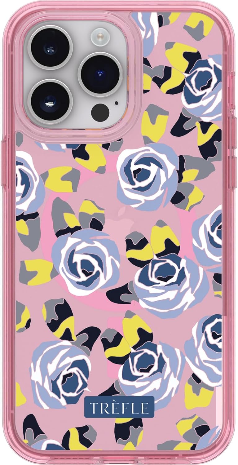 OtterBox iPhone 14 Pro Max Symmetry Series+ Case - Cruller Print (Pink), Ultra-Sleek, Snaps to MagSafe, Raised Edges Protect Camera & Screen