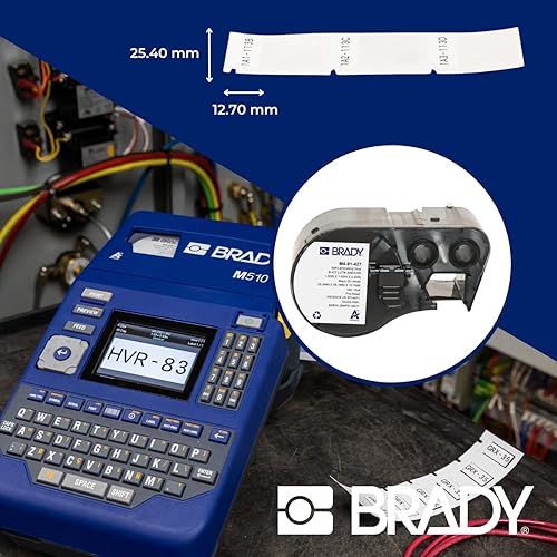 Miniatura 8 de Brady Auténticas etiquetas envolventes de vinilo autolaminables (M4-91-427) de 1.5 pulgadas de alto x 1 pulgada de ancho, negro sobre blanco, Negro