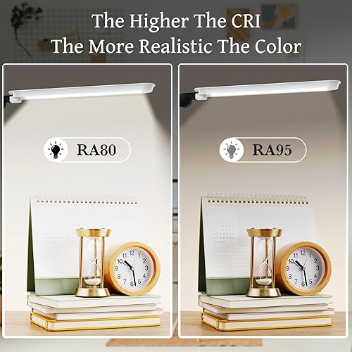 Miniatura 7 de Lámpara de escritorio LED para oficina en casa, luz de lectura táctil creativa, con memoria dual y brazo oscilante ajustable, modos de cuidado de