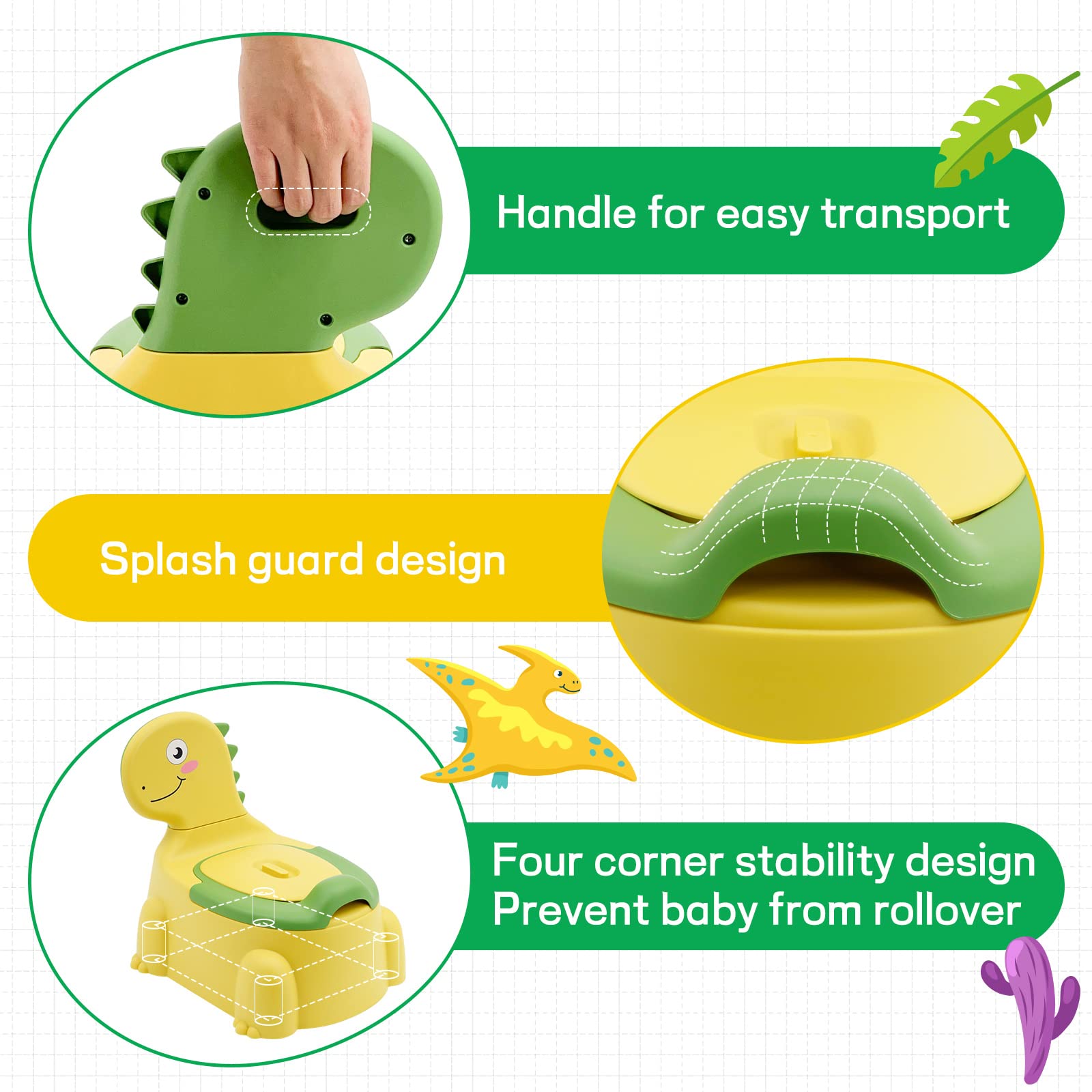 Vasino Per Bambini Bambino Bimbi Vasetto Water WC Portatile Bambina Bimbo Dinosauri Gabinetto Pipi Vasini Sedile Coperchio Vater Viaggio Baby Bambine Toilette Poltroncina Piccolo Sedia Bimba Giallo