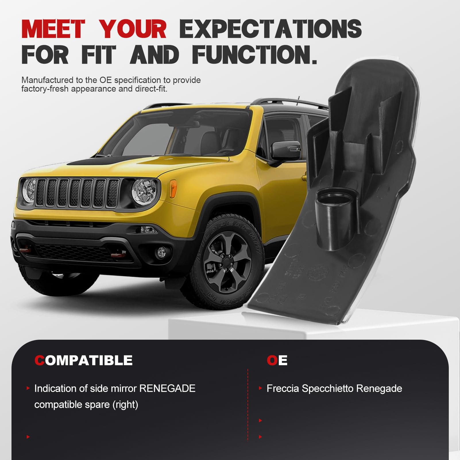 Destro Freccia Specchietto per Jeep Renegade SUV 2014-2022 Lato Conducente Freccia Specchietto Laterale OE 71779557