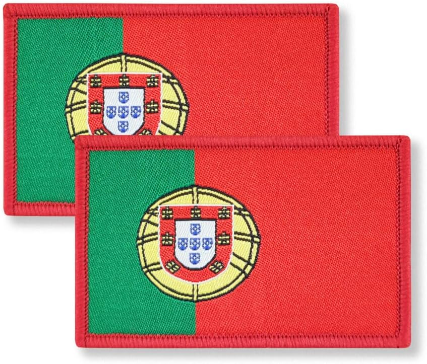 Overdecor Parche de bandera portuguesa de Portugal Parches militares tácticos  Cierre de velcro, 2 unidades