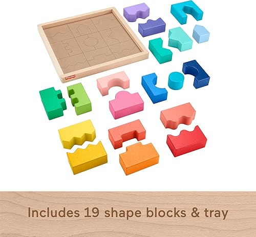 Miniatura 5 de Fisher-Price Rompecabezas de madera para niños pequeños de 18 meses en adelante con bloques entrelazados y apilables, con 20 piezas de madera
