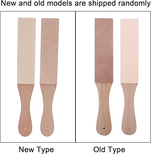 Kit de trazos de cuero DIY con mango de madera Strop de cuero de doble cara para afilar cuchillos de cuero pulido cuero Strop