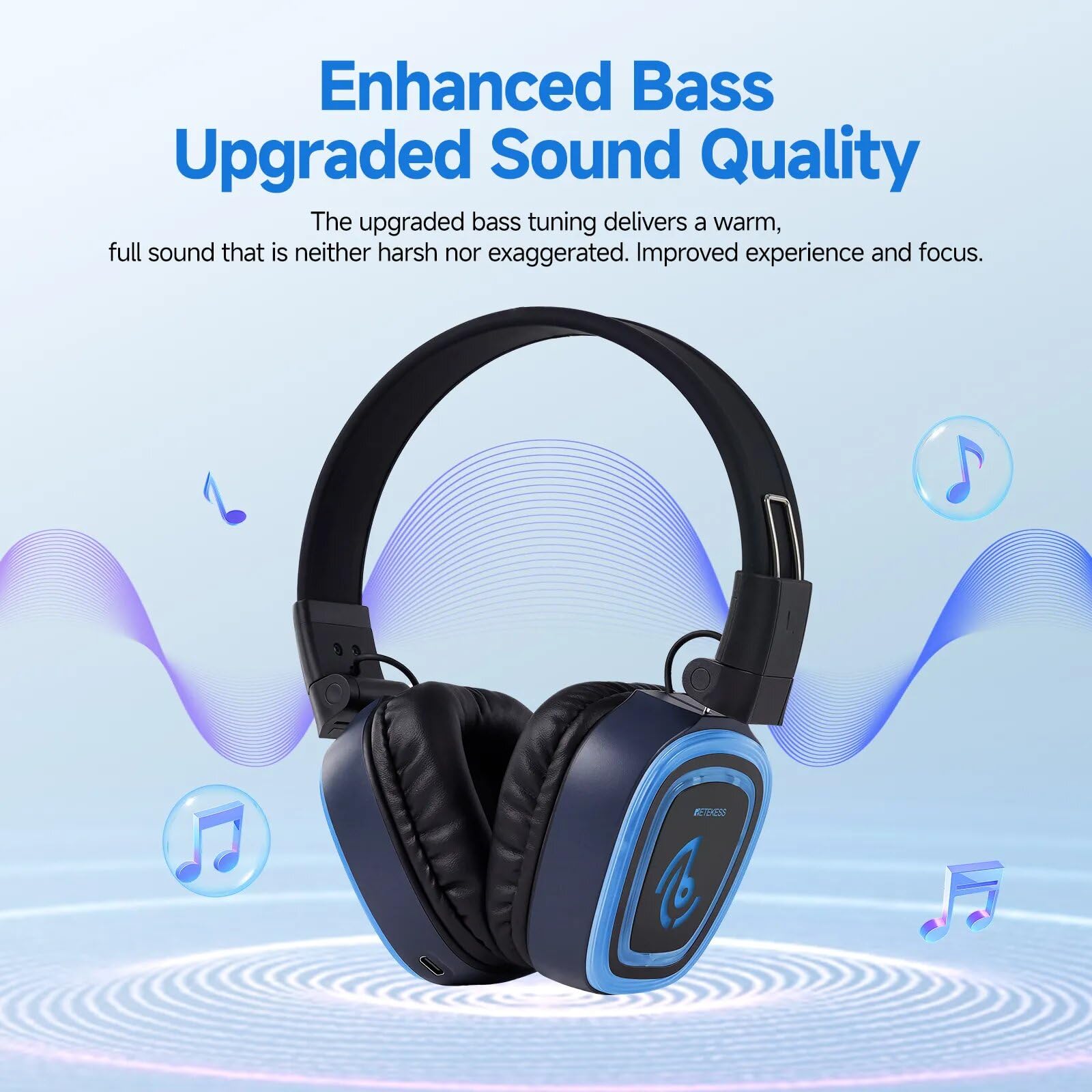 Retekess TA004S Auriculares Silent Disco, diseño Plegable, Sonido HiFi