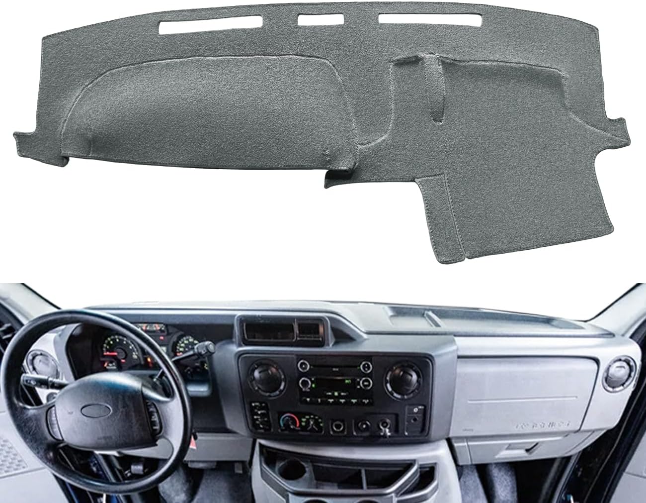 Dash Cover Mat Custom Fit for Ford Econoline E150 E250 E350 E450 Super Duty Wagon Cargo Van,Dashboard Cover Pad Carpet J149 (Black)