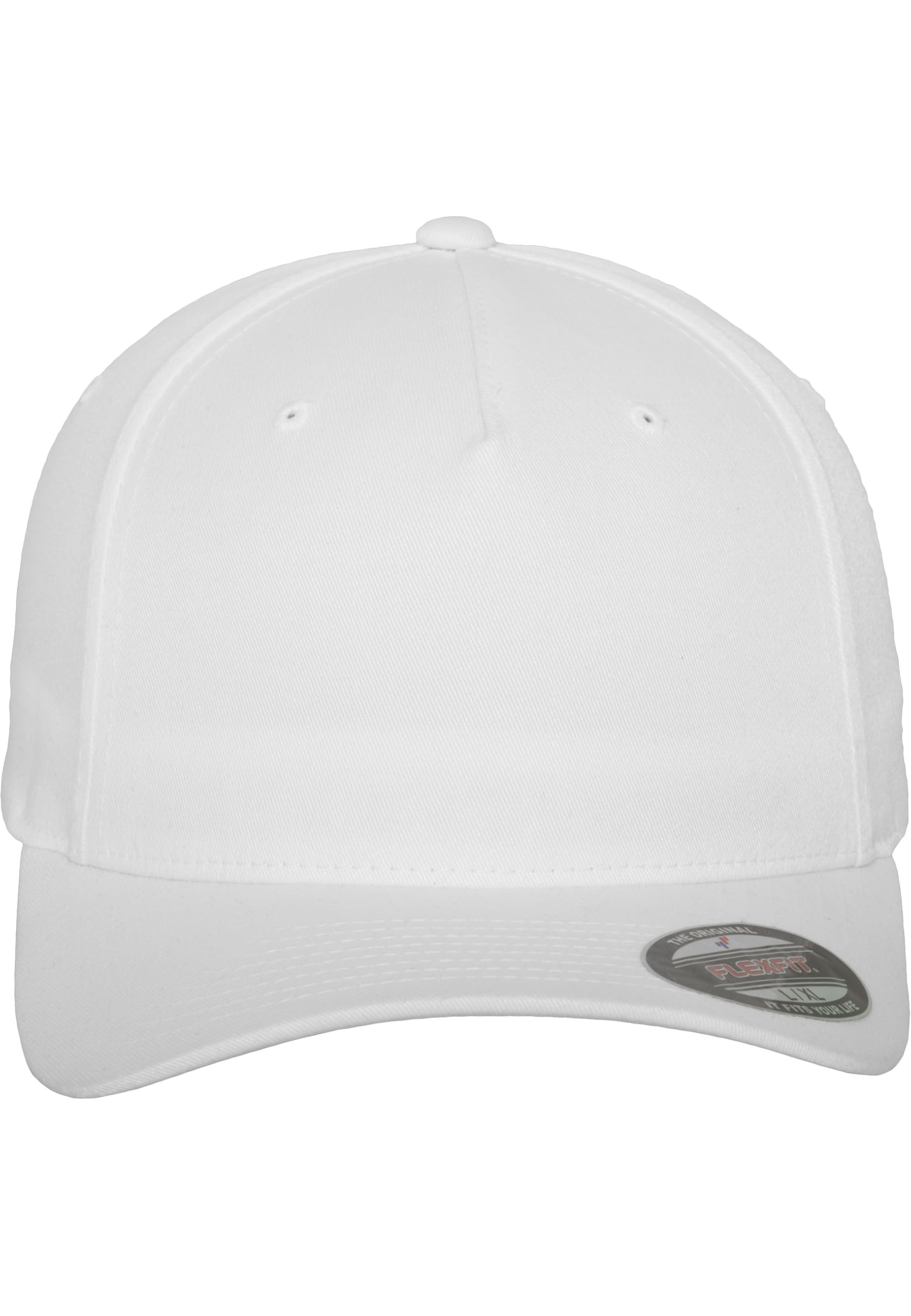 Flexfit 5 Panel Baseball Cap - Unisex Mütze, Kappe für Herren und Damen, einfarbige Basecap, rundum geschlossen - Farbe white, Größe S/M