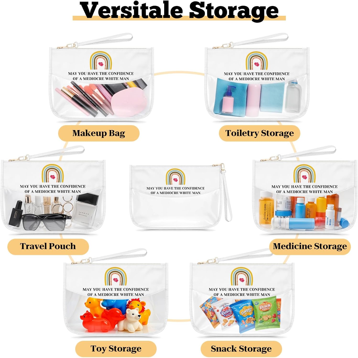 Inspirational Gifts for Women Feminist Makeup Bag Inter sectional Feminism Gift Christmas Birthday Present for Her Best Friend Sister Mother Aunt Daughter Clear Cosmetic Bag Zipper Travel Pouch - Image 4