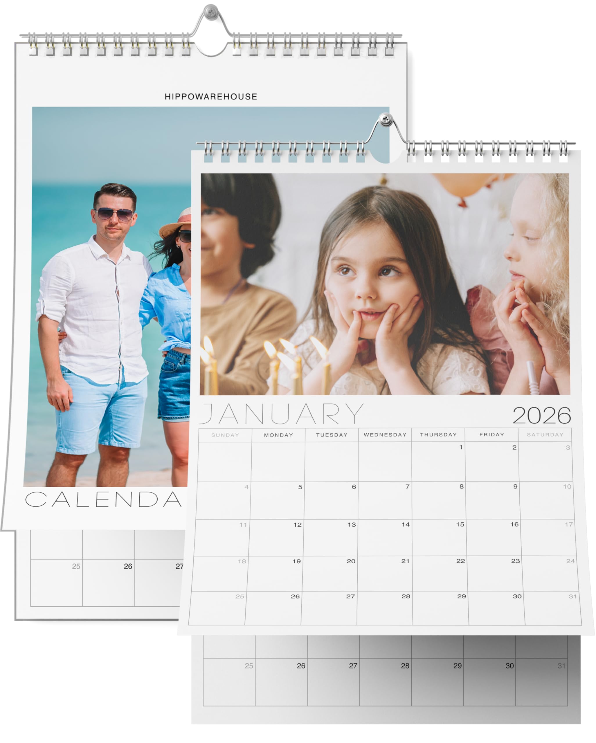 Hippowarehouse Personalised Calendar 2026 Photo for Family and Friends A4 Upload Your Images Create Customised Photobook