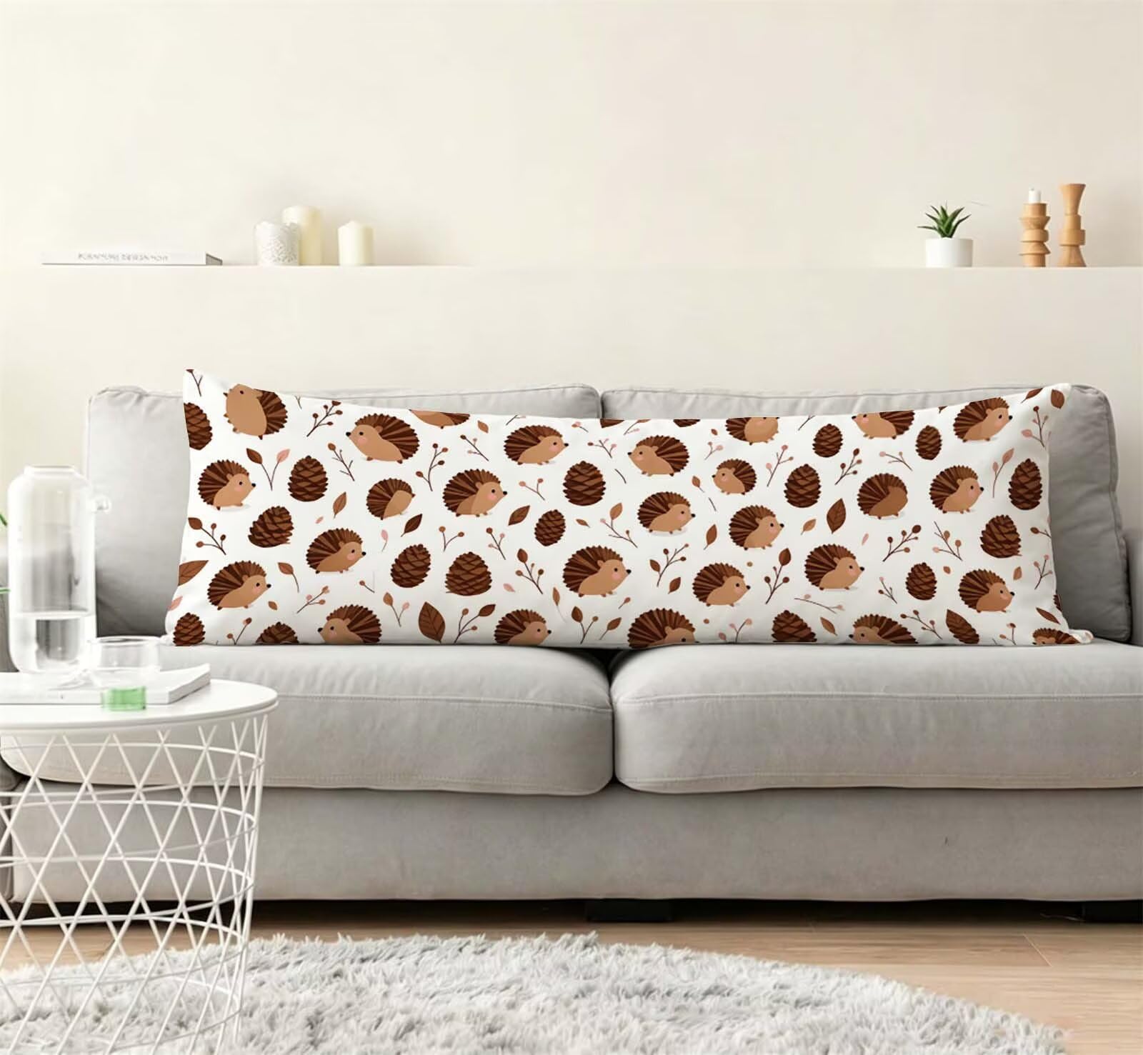 Fodera Cuscino 55 x 160 cm, Marrone-2 Velluto Copricuscini Letto, | con Invisibile Cerniera, Morbida e Traspirante, per biancheria da letto, divano, hotel, chi dorme sul fianco Riccio j-63