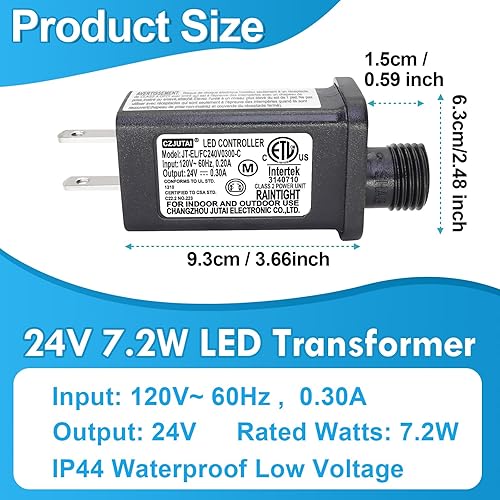 Miniatura 2 de PremierAdapter - Fuente de alimentación de 24 V 7.2 W para CZJUTAI JT-EL/FC240V0300-C 24V7.2W /6W/4.5W /3.6W para iluminación de Navidad, cadena de