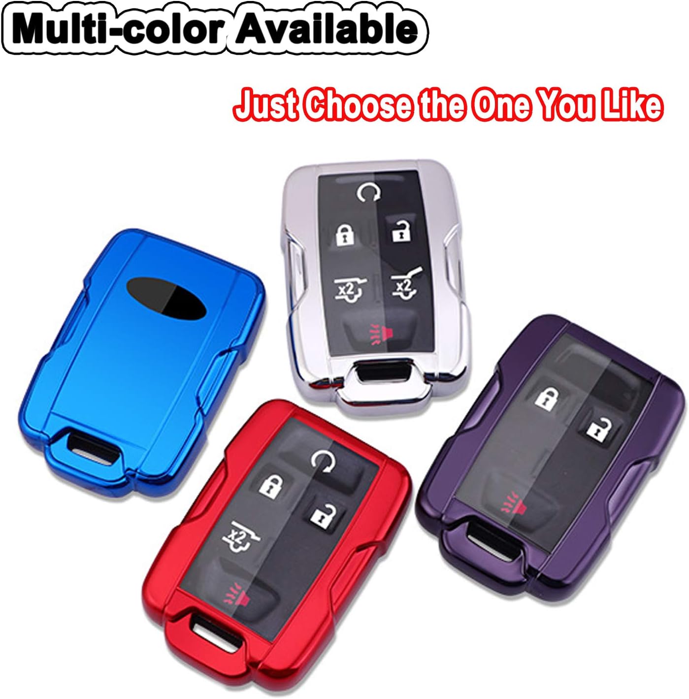 Soft TPU Smart Key Fob Case Holder Jacket Cover Protector for Chevy Chevrolet Silverado Colorado/GMC Sierra Canyon Yukon Cadillac (Purple)
