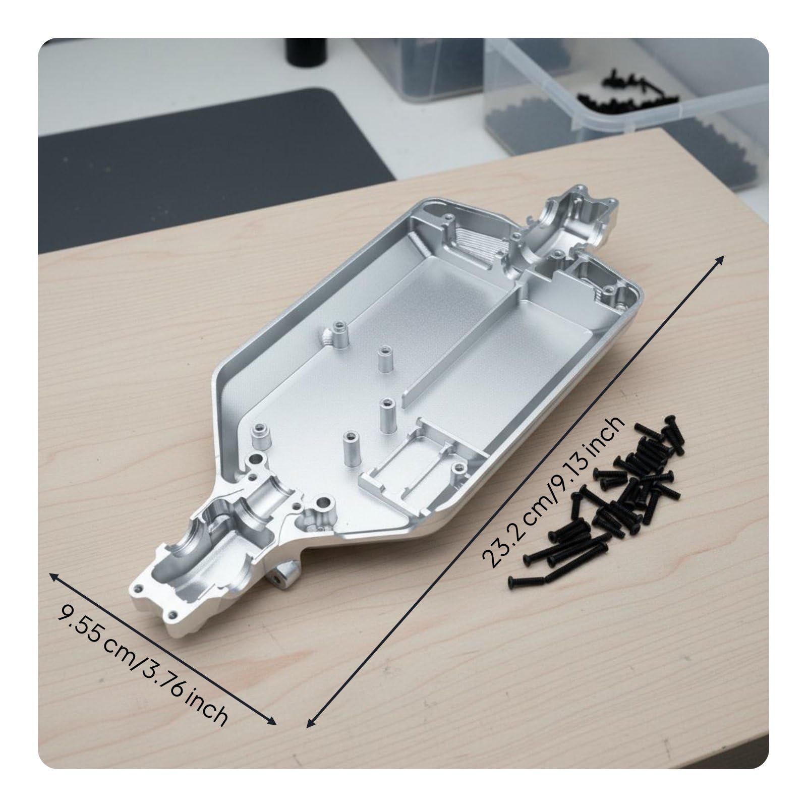 Chasis para Coche RC Chasis Base Bastidor Placa de Montaje en Aluminio 6061 de Alto Rendimiento Ofrece Anclajes Precisos y Mayor Solidez Compatible, Plata