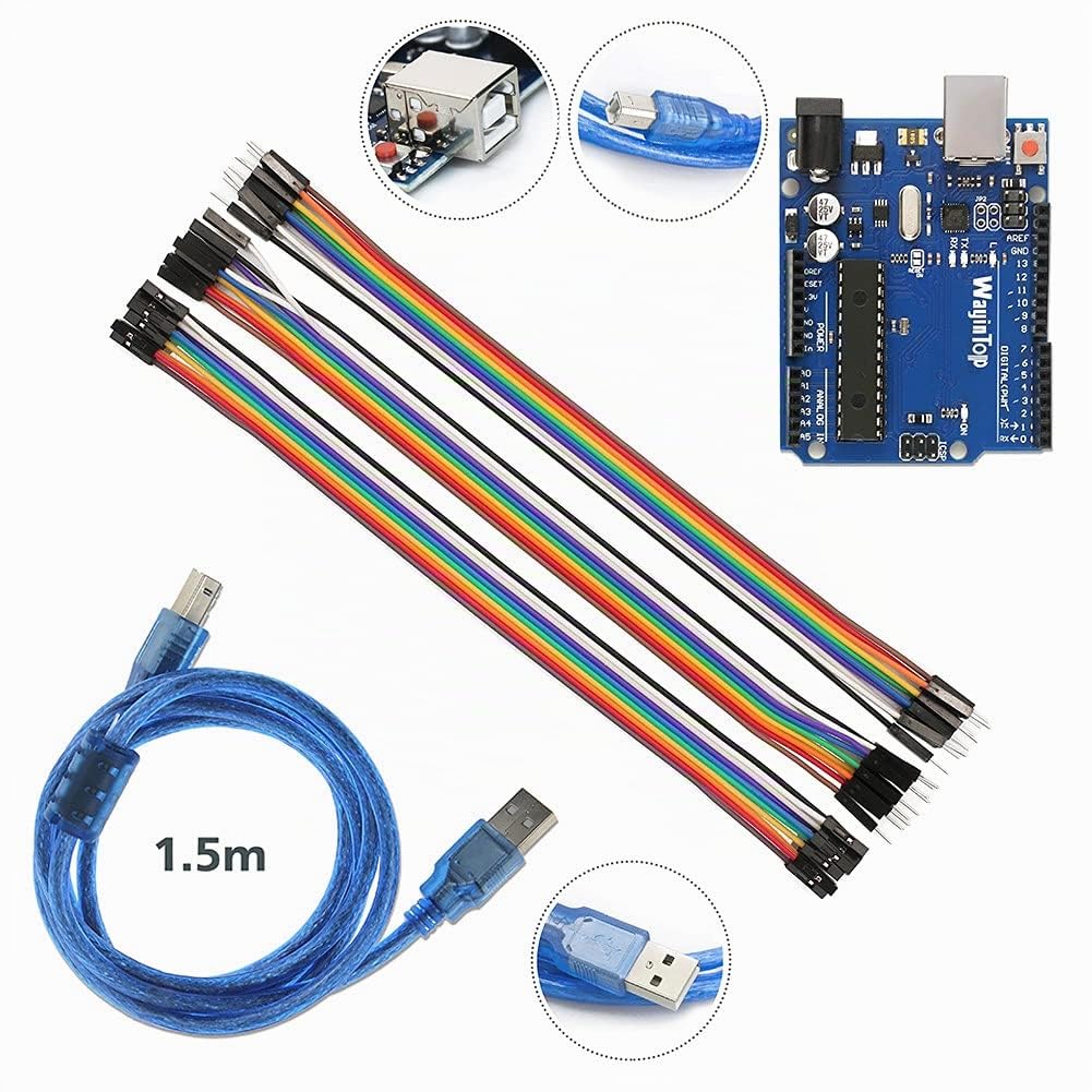 Sistema de Riego Automático DIY Kit, Desarrollo Placa + 4 Canal 5V Relé + 4pcs Sensor de Humedad del Suelo + 4pcs Mini Bomba de Agua DC 3V 5V + 5M Tubería Agua PVC + Jumper Cable