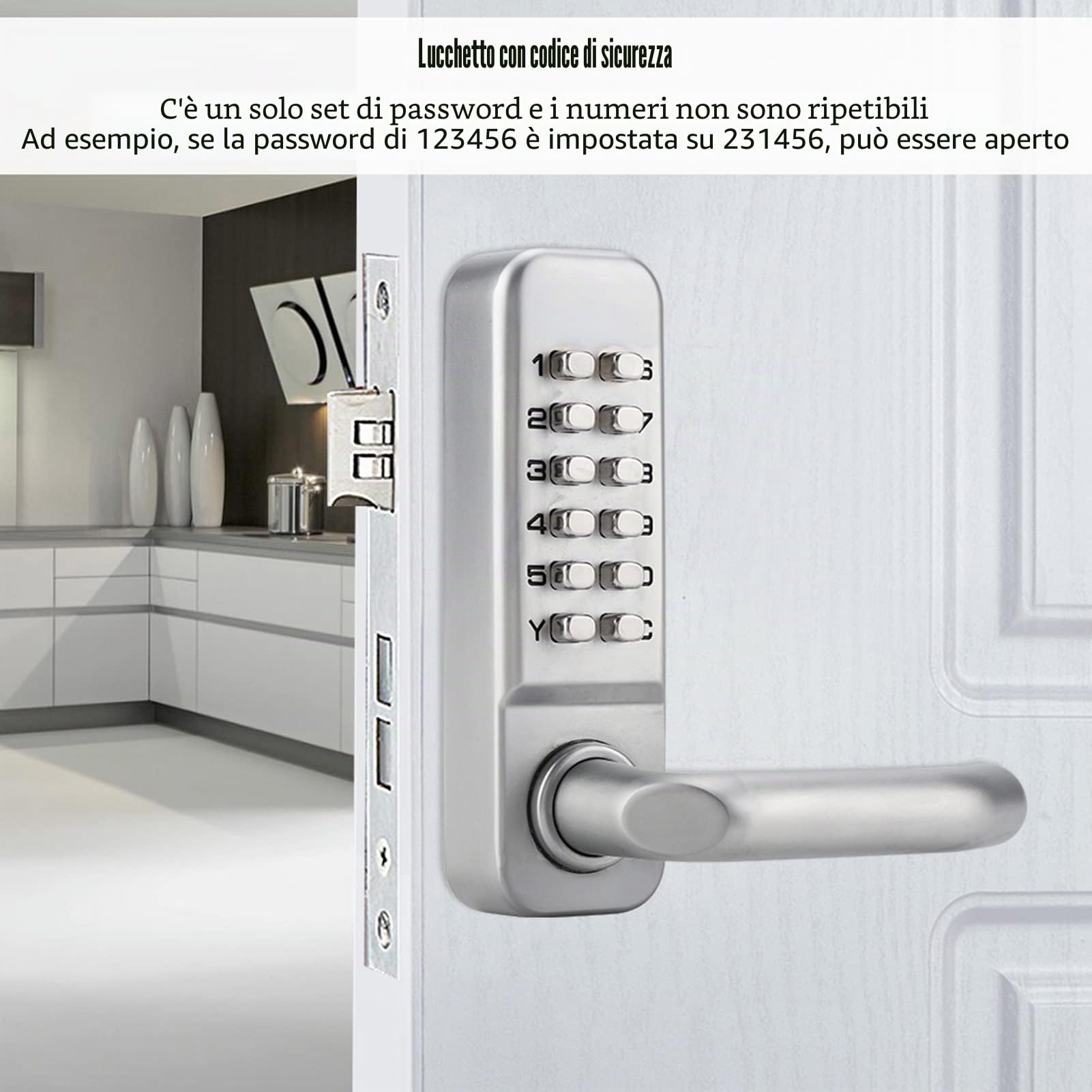 Serratura da 1 a 11 Cifre con Codice Combinato, Serratura con Codice, Serratura Meccanica in Lega di Zinco per Porte D'ufficio, Porte Interne, Porte da Noleggio