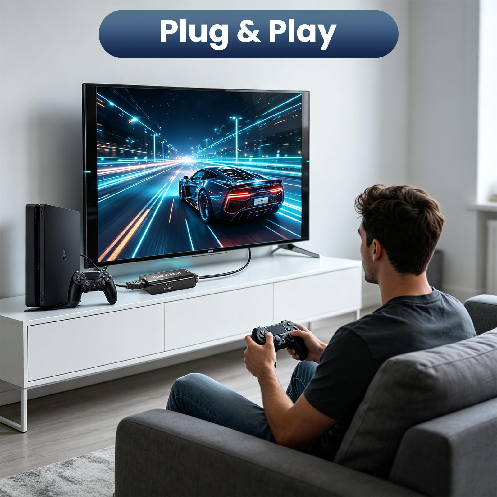 AMANKA HDMI a Scart Convertitore, 480i-1080P HDMI Ingresso SCART Uscita Adattatore Con HDMI e USB Cavo con HD Stereo Audio Adaperter per DVD HDTV SKY PS VHS ecc
