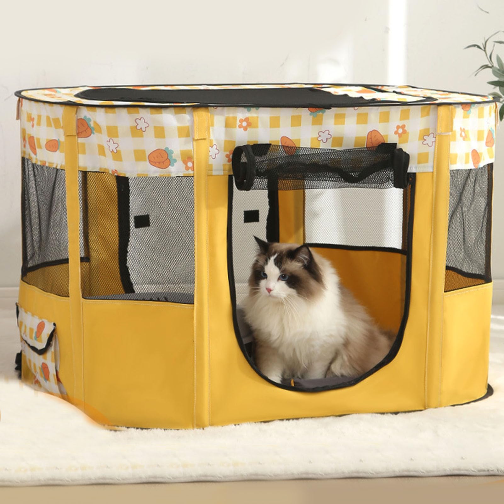 Koci Namiot-klatka Przenośny Składany Wodoodporny (XL90X70X60 YELLOW)