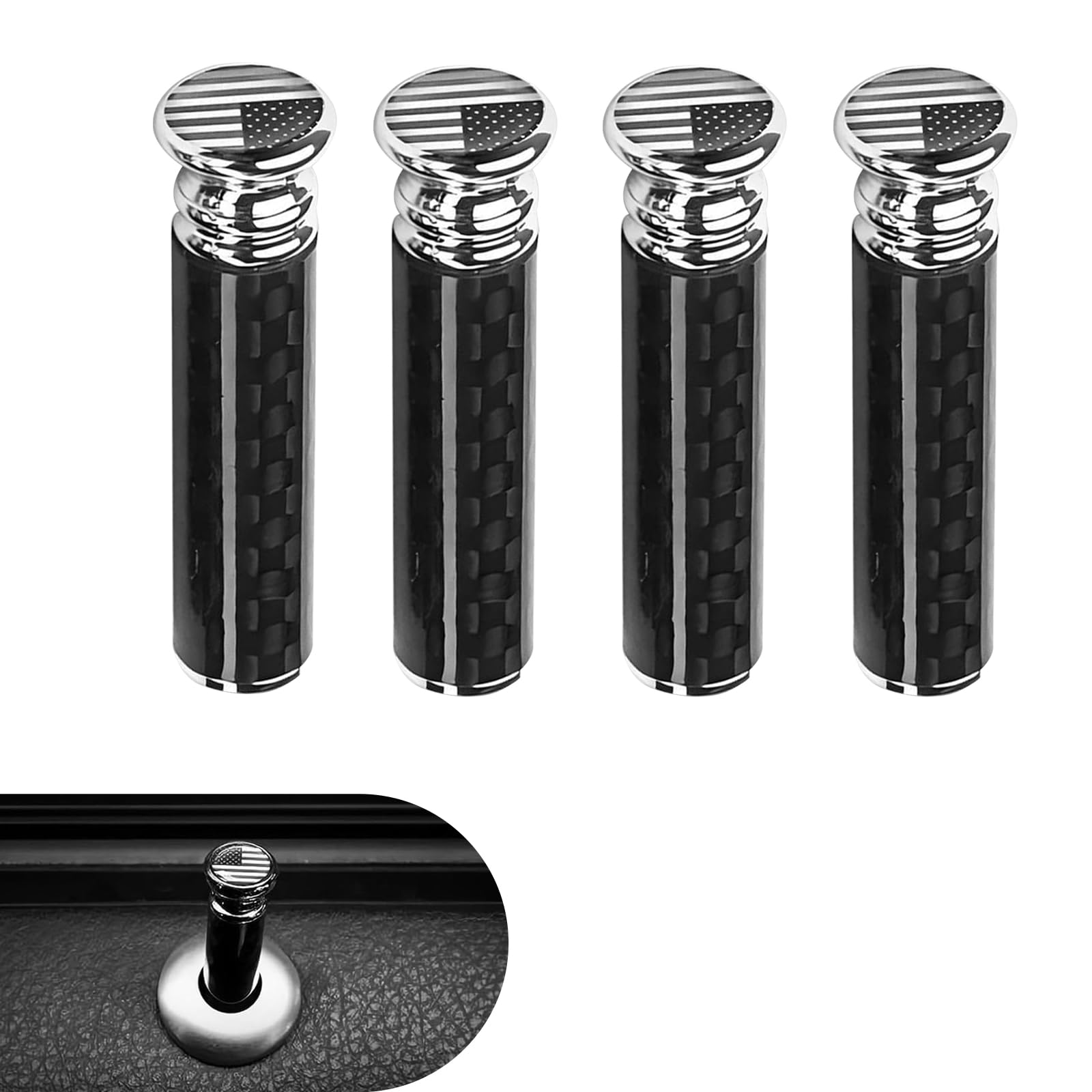 Car Door Lock Knobs - American Flag Carbon Fiber -1