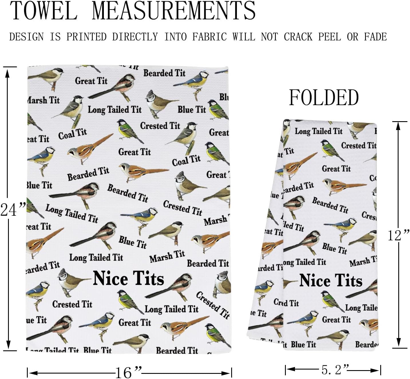 MBMSO Tits Bird Kitchen Towel Nice Tits Bird Watching Gifts for Bird Grooming Towel Tits Birds Lover Gifts for Bird Owners (Tits TW) - Image 2