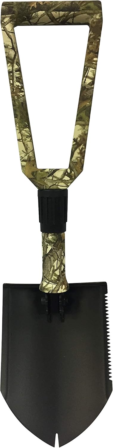 Centurion 1268 Camouflage Folding Shovel, 23" Compact, Heavy Duty, Portable with Trifold and Sawtooth Edge Blades Ideal for Outdoor Camping, Gardening, & Snow, Sand, and Mud Digging.