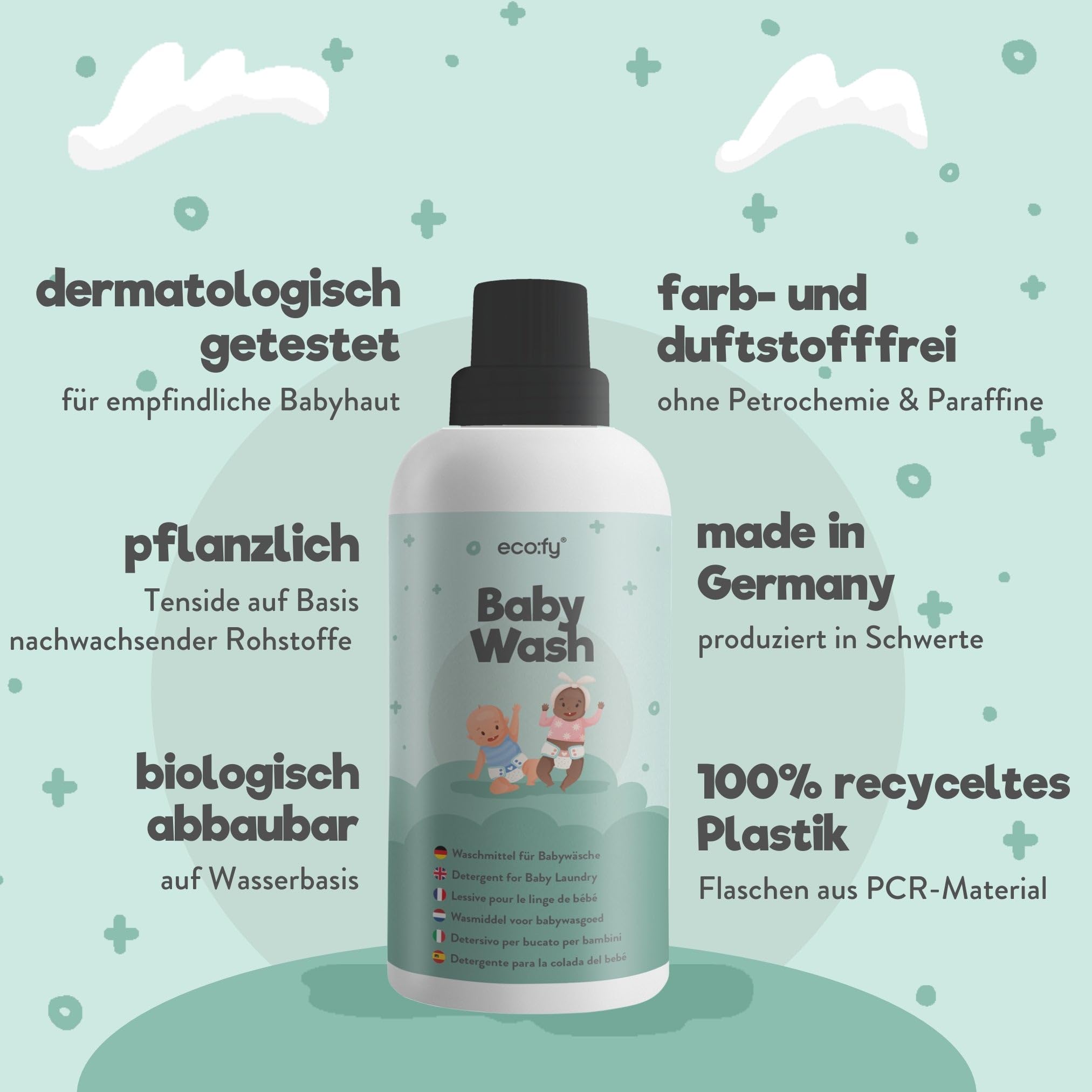 Baby Waschmittel flüssig, sensitive Waschmittel sensitiv Babywäsche, Wäschepflege ohne Duftstoffe, ohne Farbstoffe, Öko Waschmittel Baby (5 Liter)