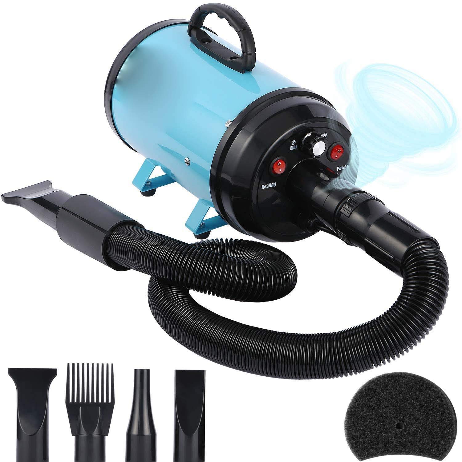 Secador para Perros, secador de Aseo para Perros de Secado rápido, soplador Profesional, Velocidad Ajustable Continua, reducción de Ruido, secador de Aire Forzado de Alta Velocidad