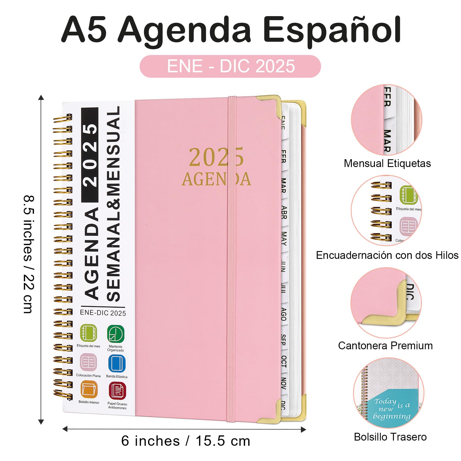 Agenda Escolar 2025 Con Vista Semanal – A5 Planificador