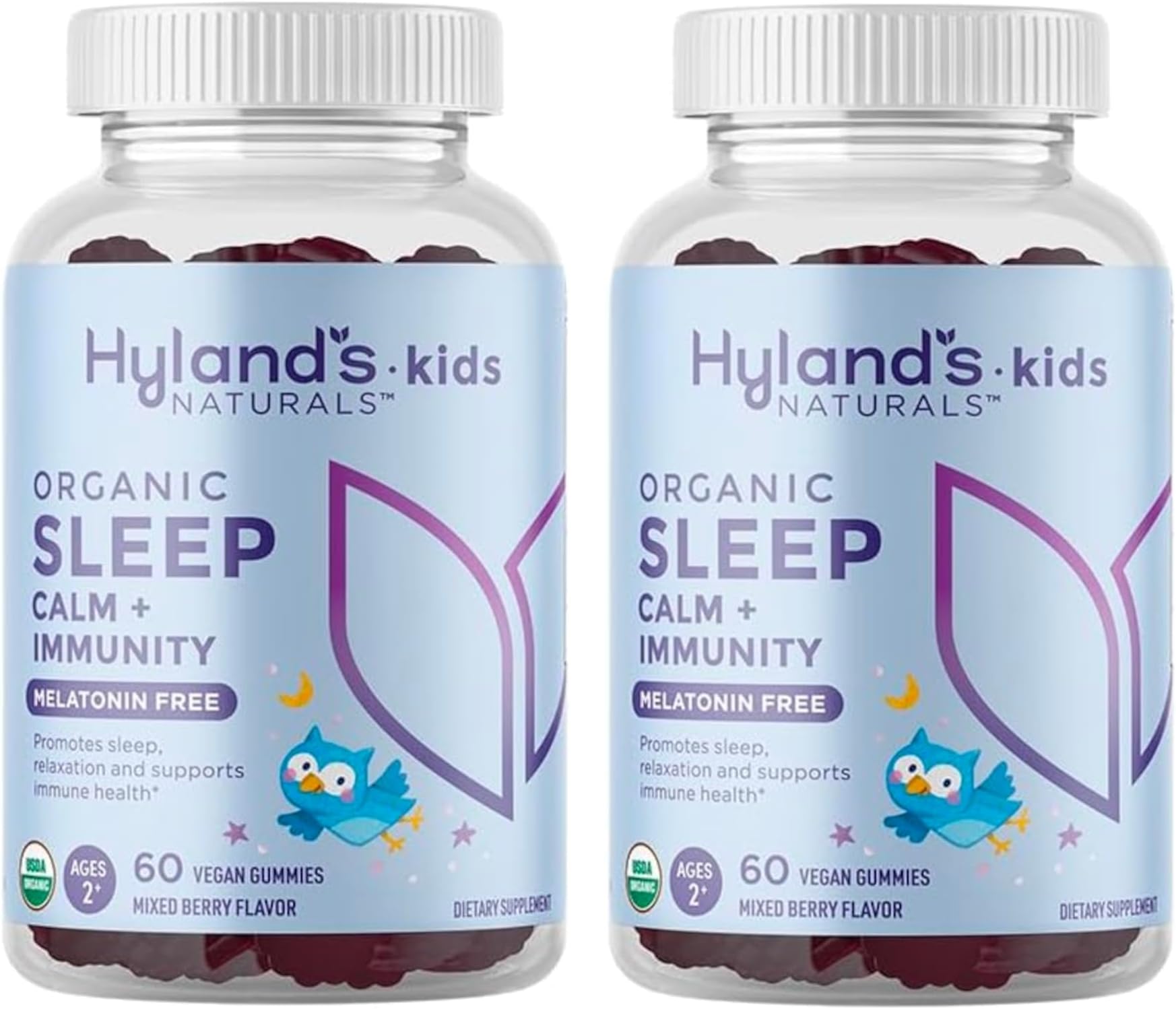 Hyland's Kids - Melatonin Free Organic Sleep Aid Gummies with Calm & Immune Support - with Chamomile, Elderberry & Passion Flower, Helps with Sleeplessness & Restlessness, 60 Vegan Gummies
