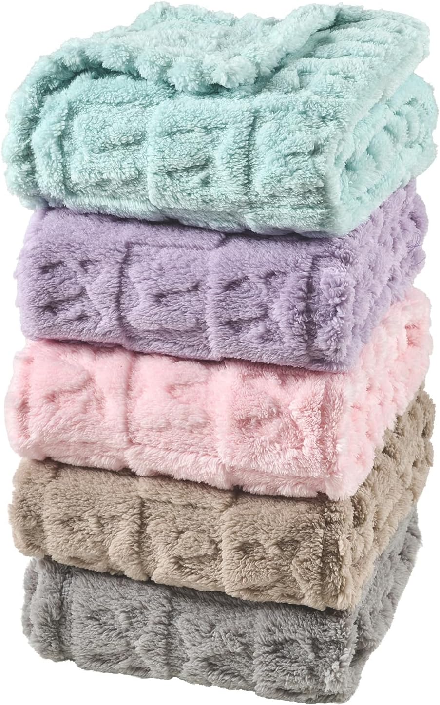 5 Pcs Baby Blanket Bow Checkerboard Ultra Soft Gift-Ready Plush for Newborns, Nursery & Stroller 30"x40" Pink Blue Light Brown Green Beige