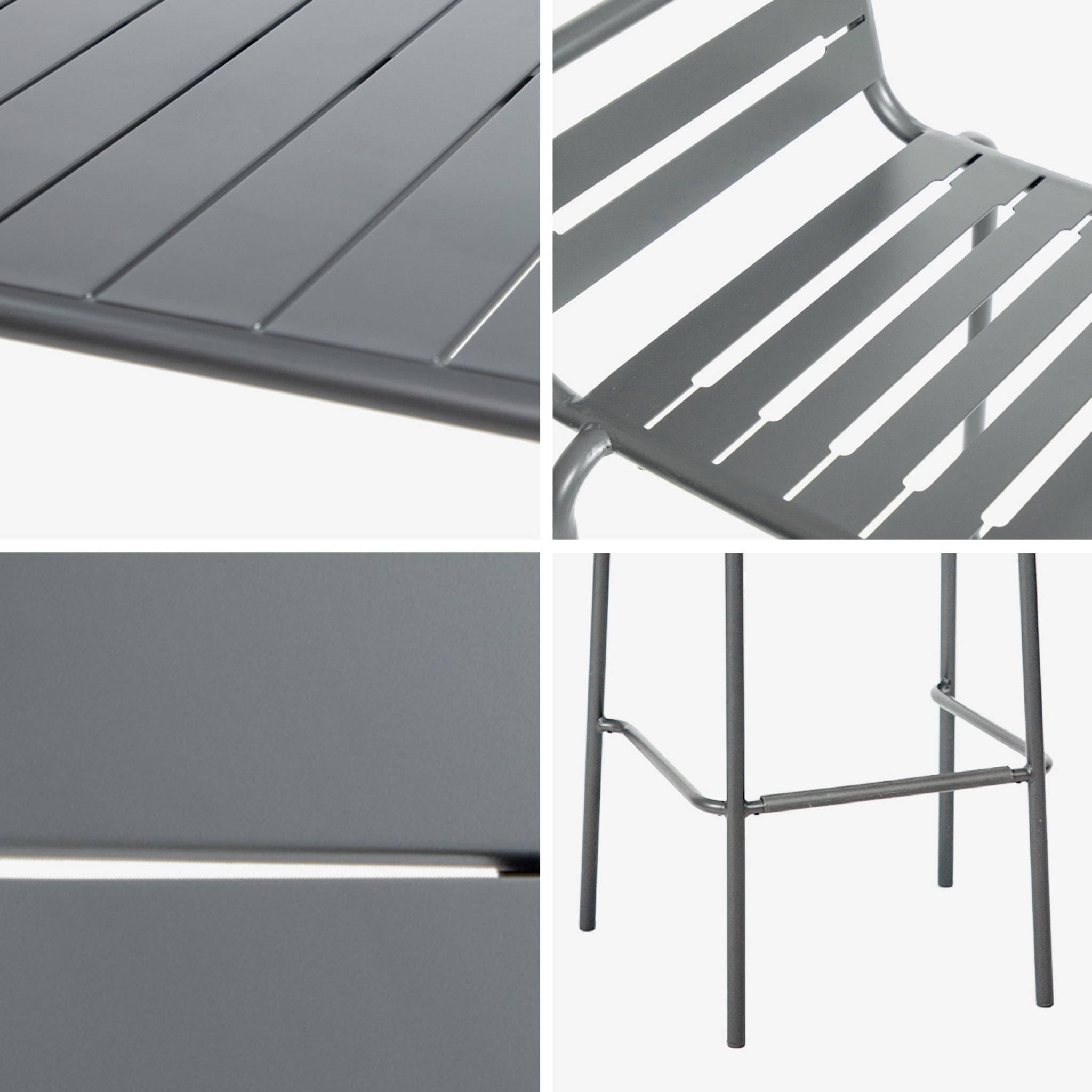 sweeek - Outdoor-Bartisch, 4 Hochstühle aus Stahl, 120 x 70 cm x 95 cm - Amelia