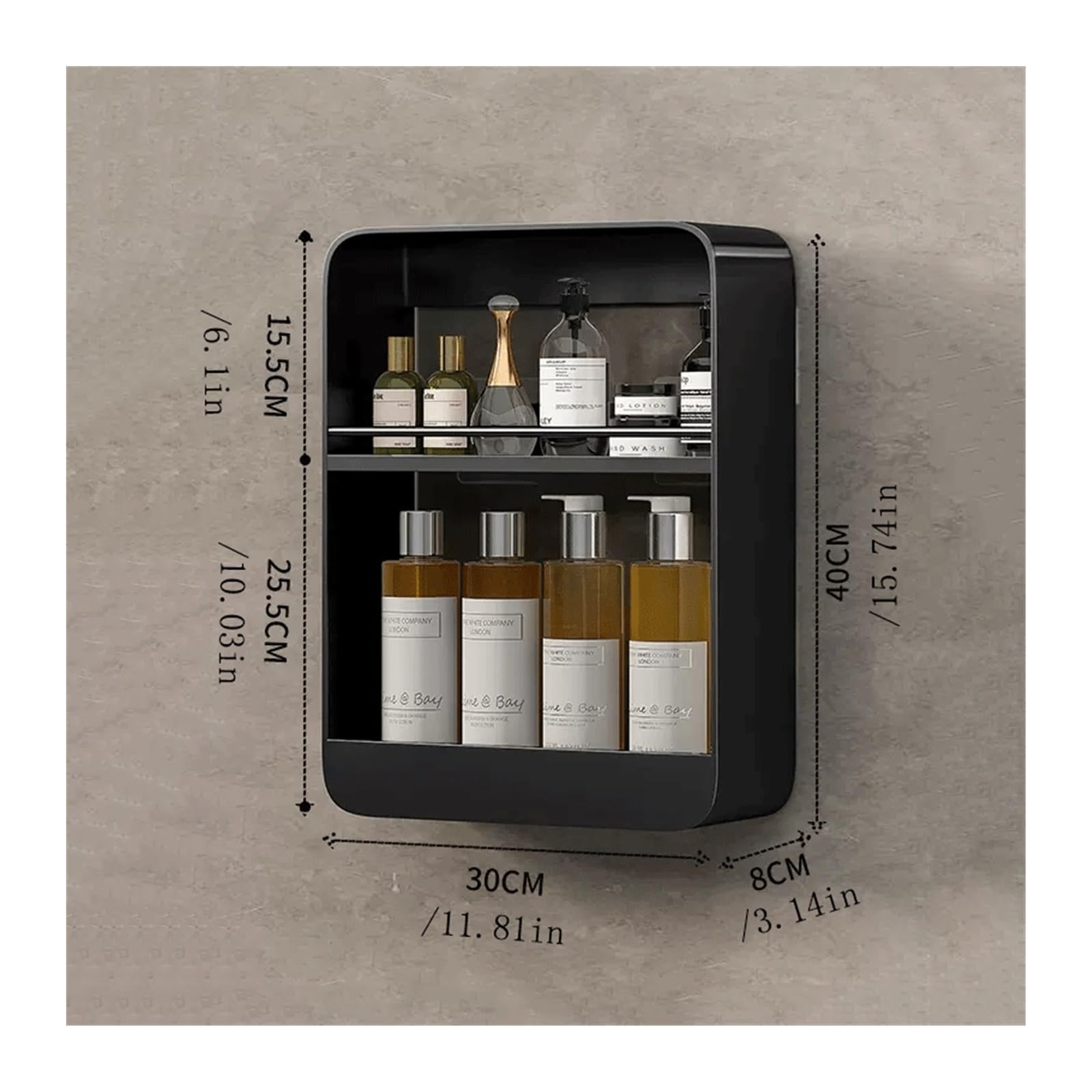 Mensola Doccia Scaffale da Parete for WC Scaffale for lavabo Scaffale for Cosmetici Scaffale da Parete in Metallo Senza Foratura Mensole Bagno(Bianco)