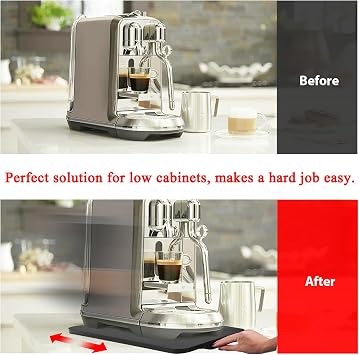 Kitchen Appliance Sliding Tray,Coffee Maker Rolling Tray Under Cabinet Appliance Organizer Toaster Blender Air Fryer Stand Mixer Countertop Storage Moving Slider (Steel, 9W x 14.5D)