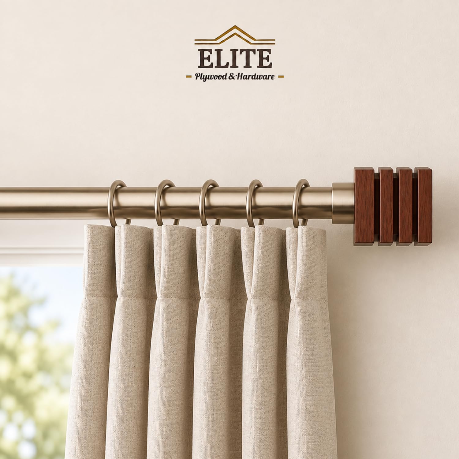 Elite Premium Wooden Curtain End Cap – Elegant Decorative Rod Finial for Window Drapes, Smooth Finish, Durable and Stylish, Perfect for Home & Office Décor (Big Square) — Amazon image 3