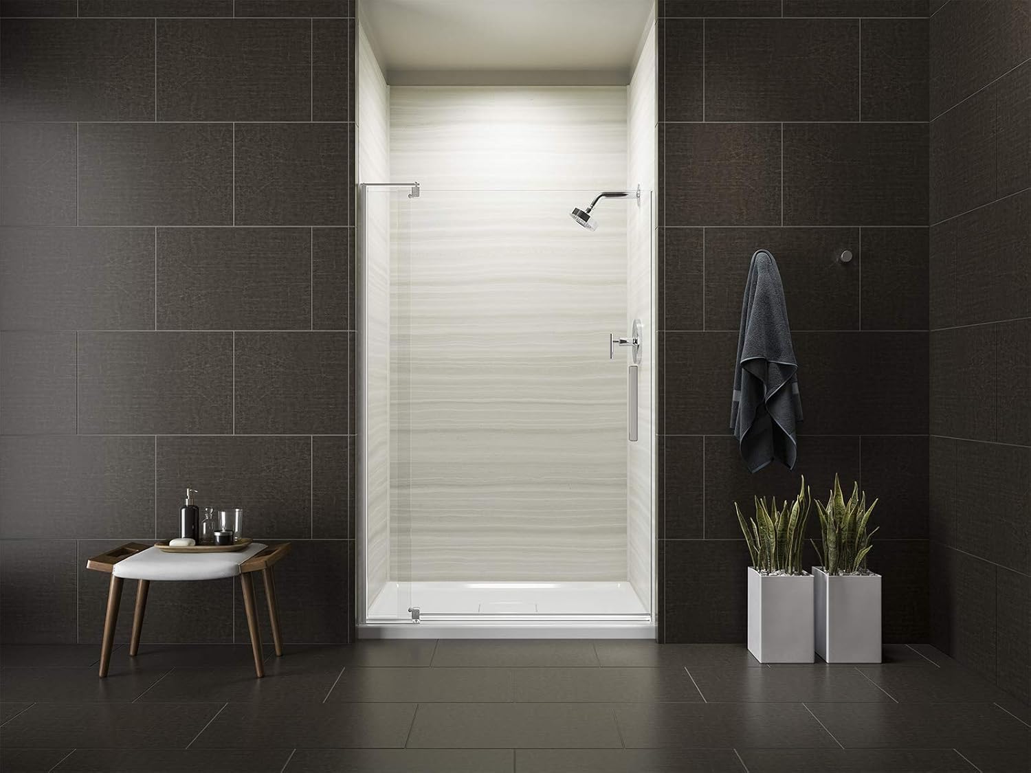 Kohler 707541-L-SHP Revel Shower door, Crystal Clear glass with Bright Polished Silver frame