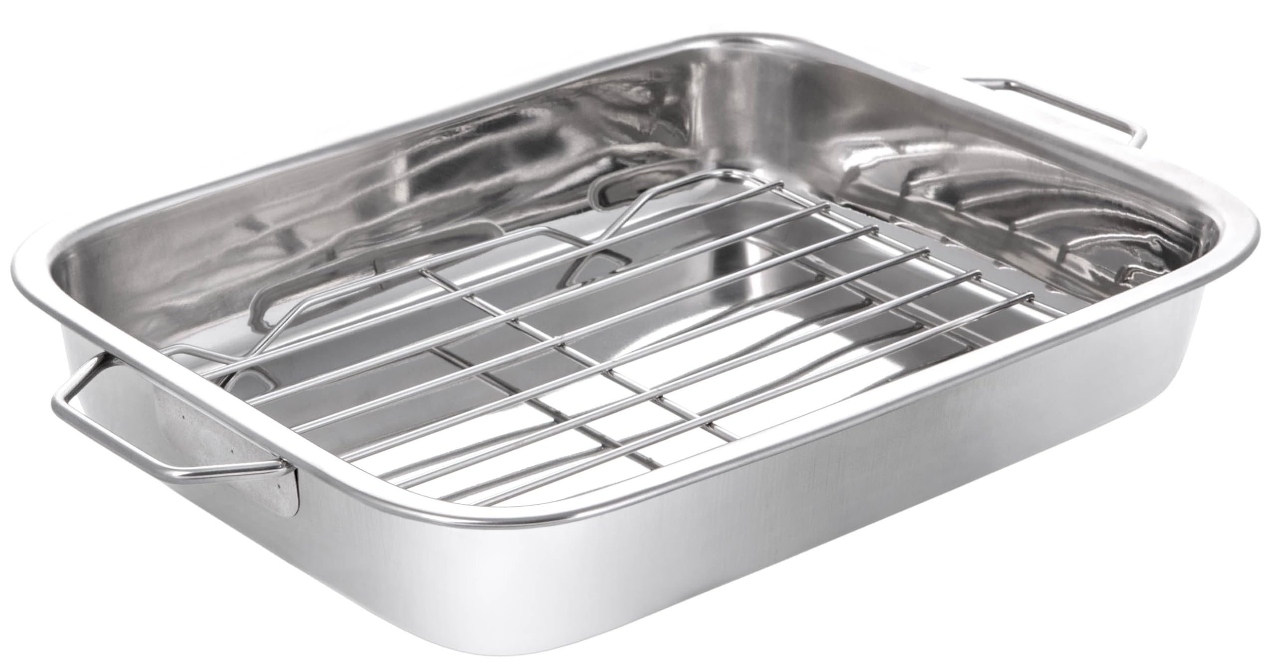 Pendeford Housewares Silver Pendeford Stainless Steel Roasting Tray With Rack 40Cm – Large Deep Roaster, Oven Safe Bakeware With Heavy-Duty Handles, Ideal For Meats, Vegetables & Sunday Roasts, Dishwasher Safe