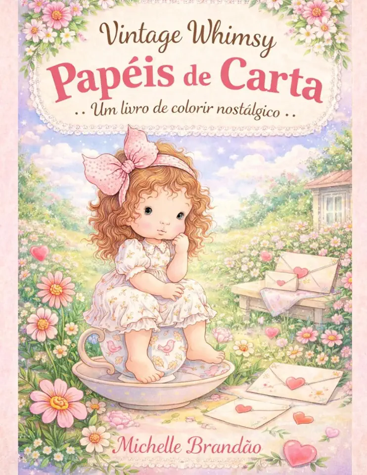 Vintage Whimsy Papéis de Carta: Um livro de colorir nostálgico inspirado nos papéis de carta clássicos para relaxar e reviver memórias (Portuguese Edition)