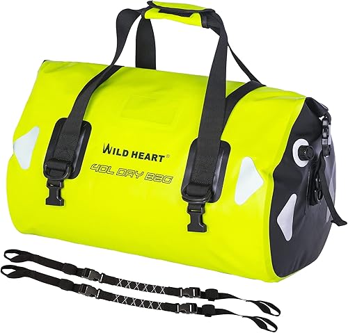 Miniatura 13 de WILD HEART Bolsa de lona impermeable para motocicleta, PVC500D, doble parte inferior, con correas de cuerda y bolsillo interior, 40L, 66L, 100L
