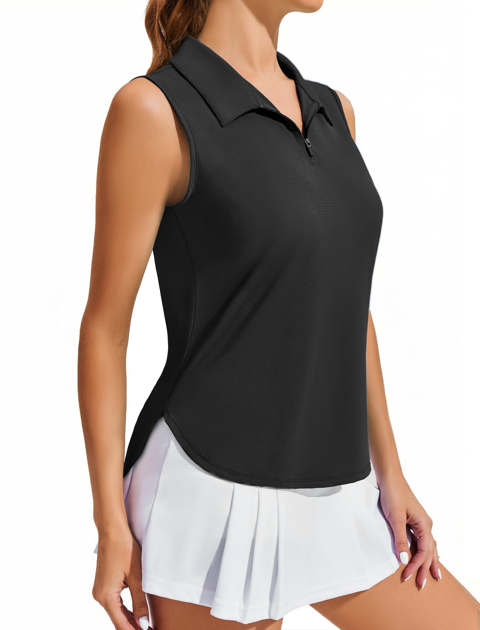 PINSPARK Polo sin Mangas para Mujer, Camiseta Deportiva sin Mangas, protección UV UPF 50+, Camiseta Transpirable de Verano, Golf/Tenis