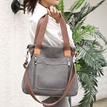 Femmes Toile Sac à main Sacs à épaule Casual Multi-Pocket Top Poignée Tote Crossbody Shopping Bags 2PCS