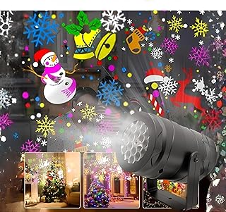[Joejoier]クリスマスプロジェクターライト LED省エネライト カラフルなクリスマスムードライト（吹雪効果 透明 回転 白雪 降りる/16投影） プロジェクションマッピング 景観投影 IP65防水 屋外屋内用 LED投光器 クリスマステーマ パーティー/結婚式/お誕生日/雰囲気作り風景 装飾