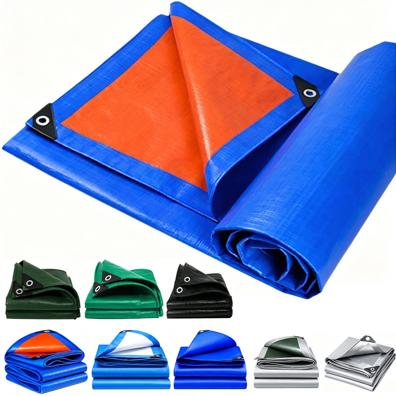 Tarpaulin Waterproof 310 x 480 cm Weatherproof Snow Dust UV Tarpaulin Cover Sheet Reinforced Eyelets, Tear Resistant for Garden Furniture Camping, Blue