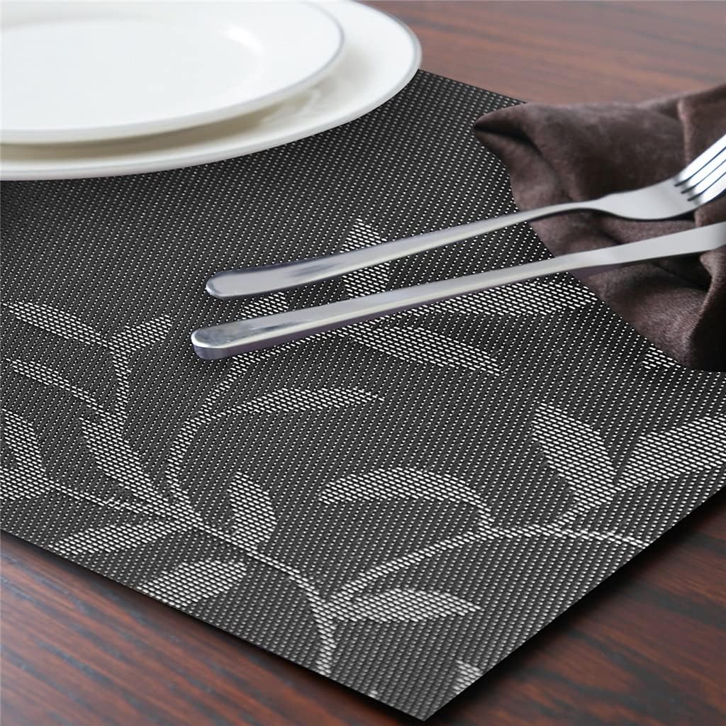 Set of 4 PVC Placemats for Dining Table Mat Set Linens Place Mat in Kitchen Accessories Cup Wine Decorative Mat (Color : D)