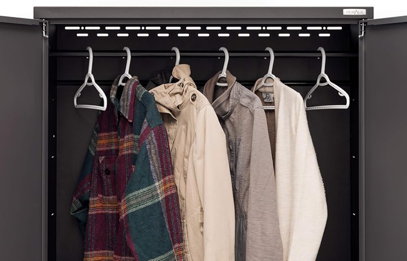 NewAge Products Garage Storage Cabinets Steel Bold Series 7 Piece Sets Includes Bamboo Worktop, Multi-Use lockers, Wall, Base and Rolling Tool Cabinets, Gray, 50421 Gray With Bamboo Worktop No Lights / No Backsplash