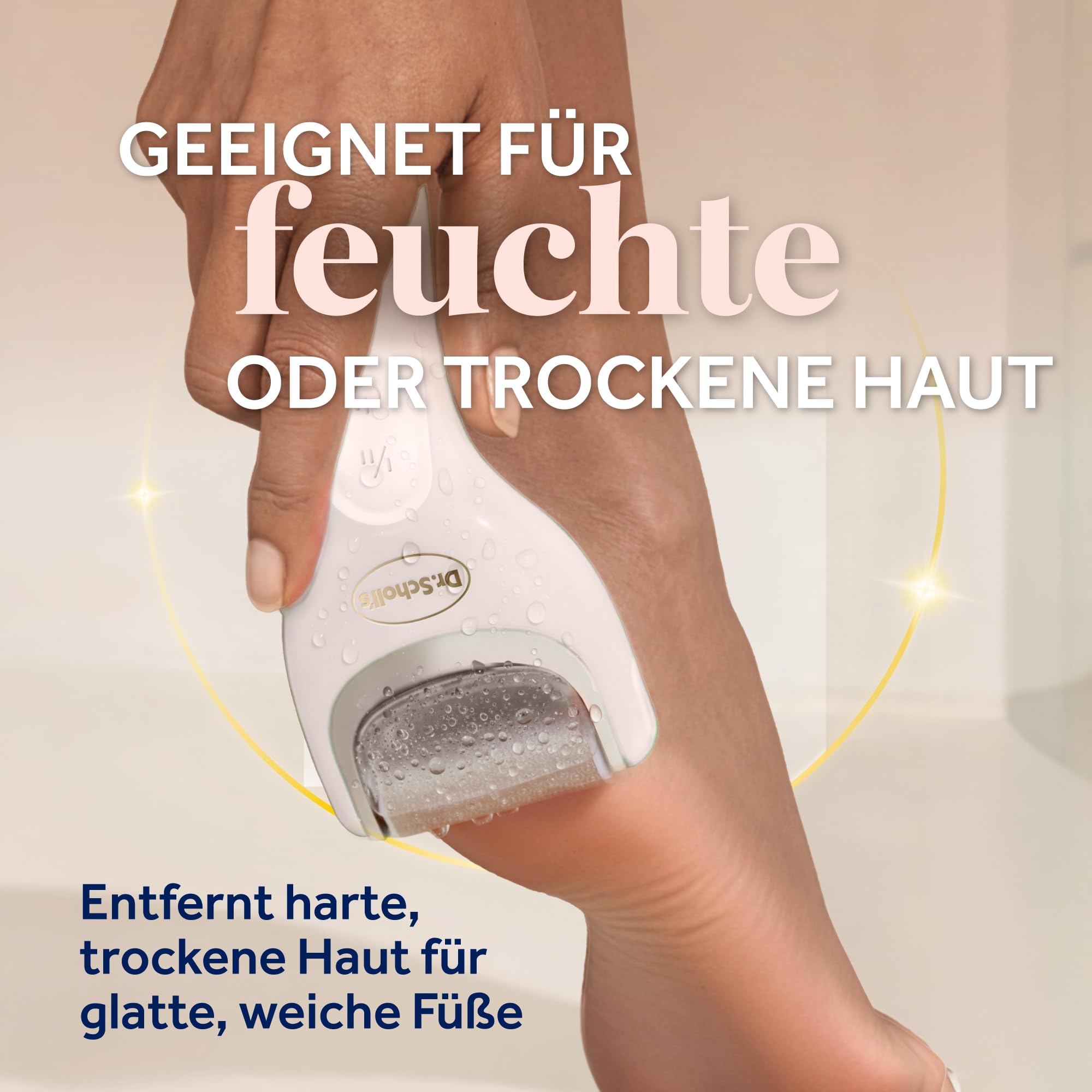 Dr. Scholl’s Pedi Perfect Luxe Wasserdichter, Wiederaufladbarer, Elektrischer Fußhornhautentferner mit x3 Rollenköpfen – Entfernt harte Haut für weiche schöne Füße, 90 Minuten Laufzeit,