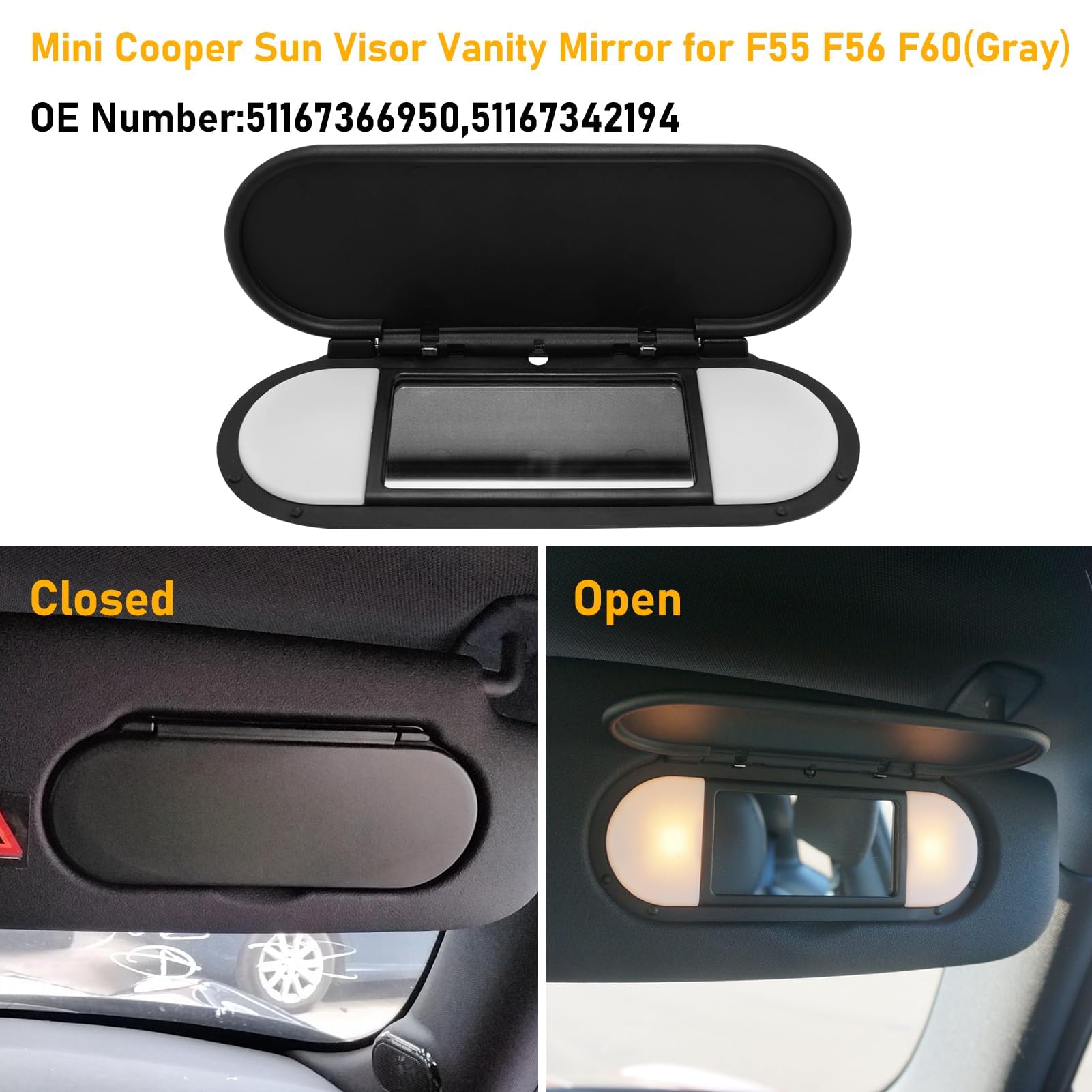 Car Inner Sun Visor For BMW For Mini For Cooper F54 F55 F56 F60 2015-2022 Car Sun Visor Mirror Cover Sunshade Makeup Mirror 51167366950 Car Sun Visors